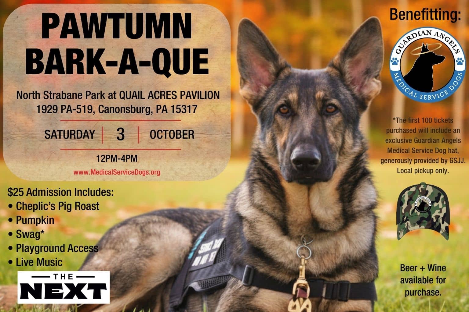 Secure Your Tickets for Guardian Angels Medical Service Dogs’ Oct. 3 Pawtumn Bark-A-Que 